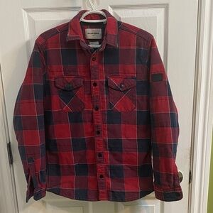 Jack & Jones Plaid Comfort Fit Shirt Jacket Lined Red Blue Men’s Size Small Fall